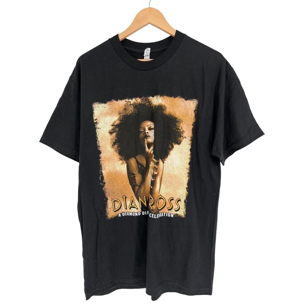 Alstyle T-Shirt Women's Size Large Black Graphic Print Diana Ross Short Sleeve